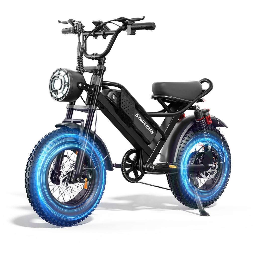 Eilleo 16" Fat Tire E-Bike – 750W Motor (920W Peak), 21.7 mph, 50–70 Mile Range, 48V 15.6Ah Battery, Dual Suspension, Shimano 6-Speed