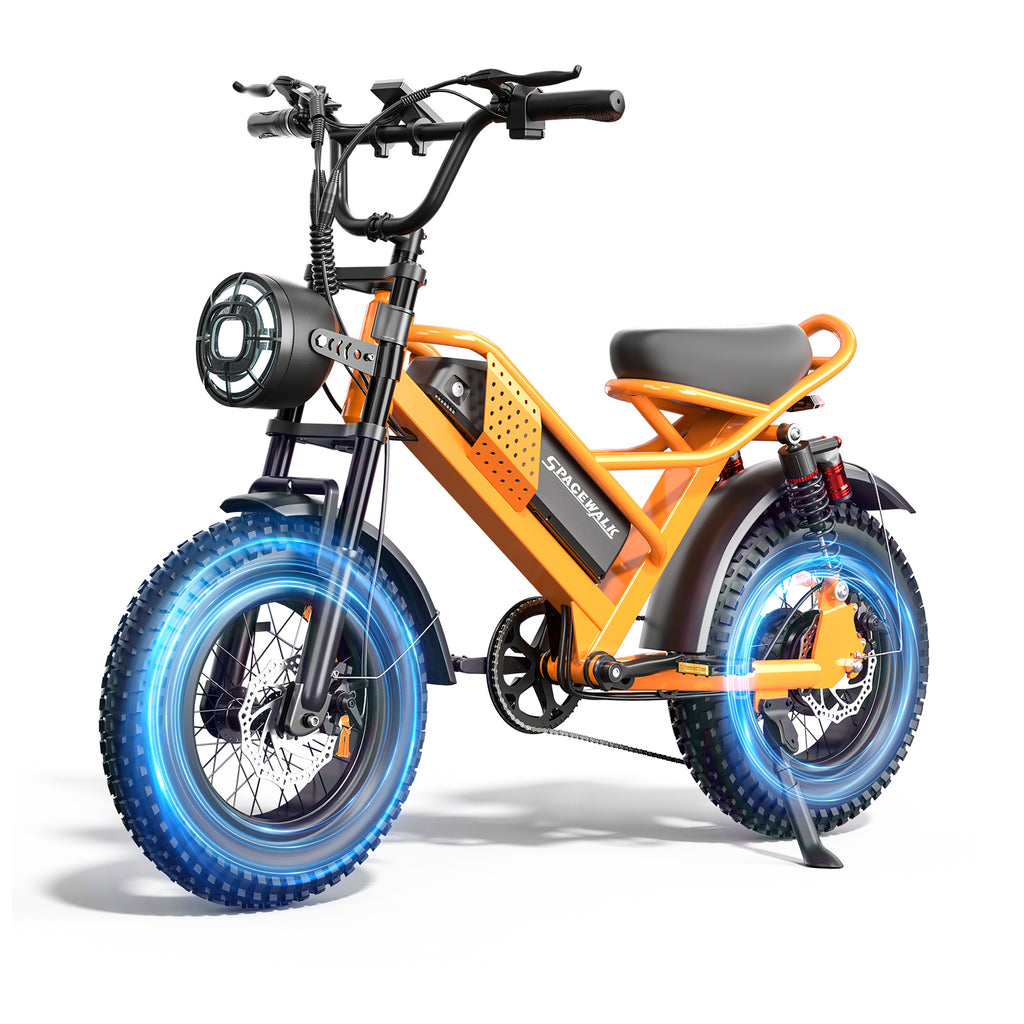Eilleo 16" Fat Tire E-Bike – 750W Motor (920W Peak), 21.7 mph, 50–70 Mile Range, 48V 15.6Ah Battery, Dual Suspension, Shimano 6-Speed