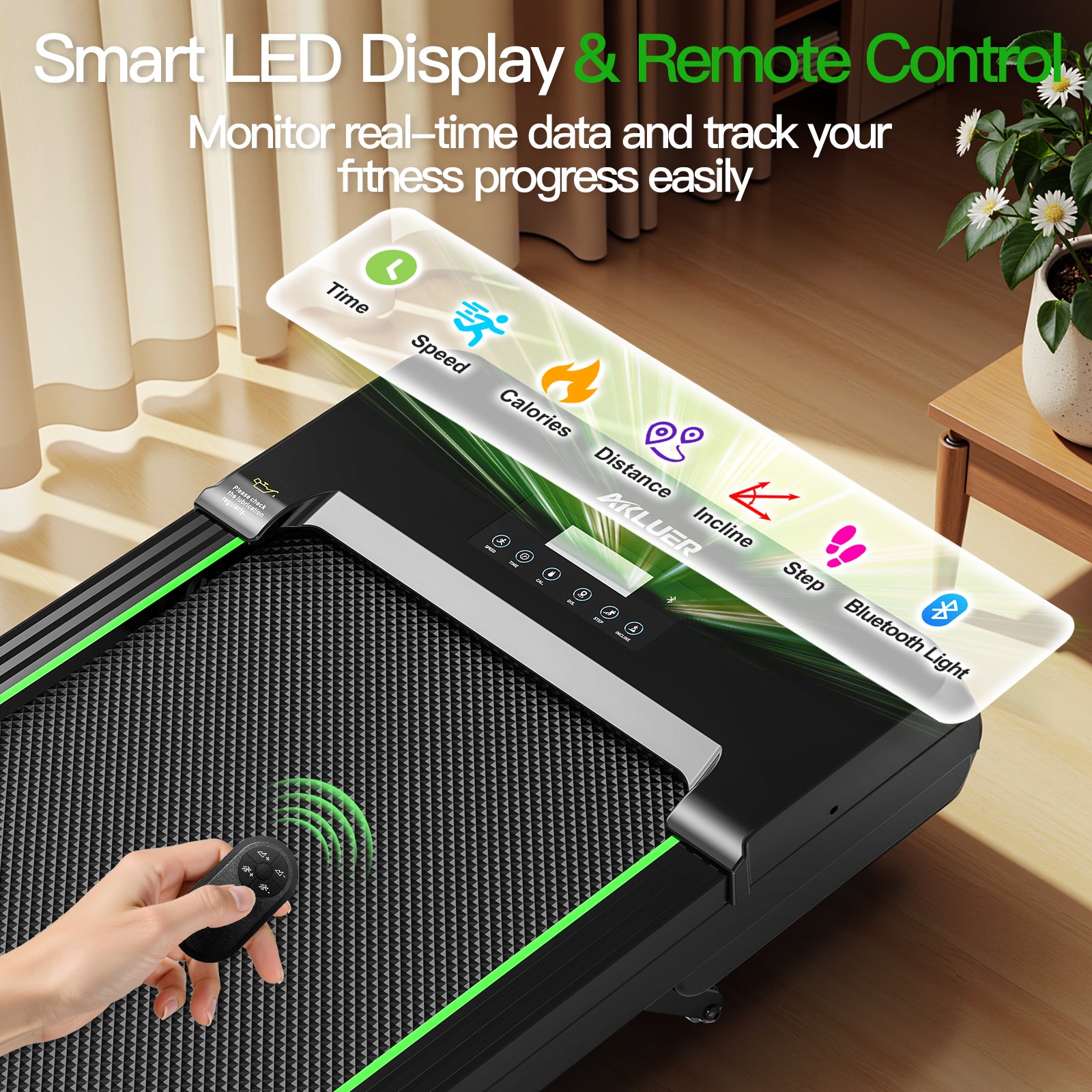 Akluer 12% Auto Incline With Bluetooth Function Walking Pad Treadmill