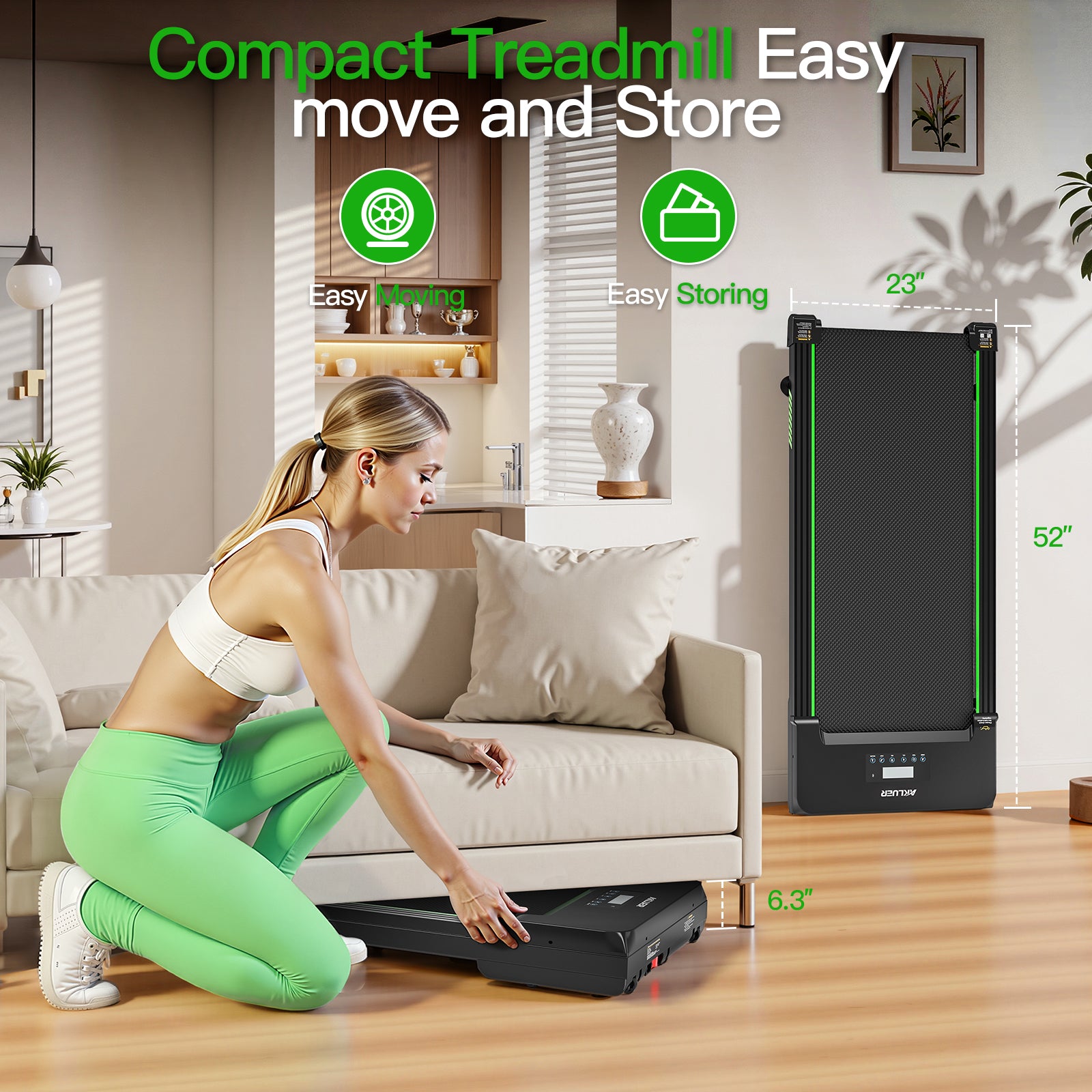 Akluer 12% Auto Incline With Bluetooth Function Walking Pad Treadmill