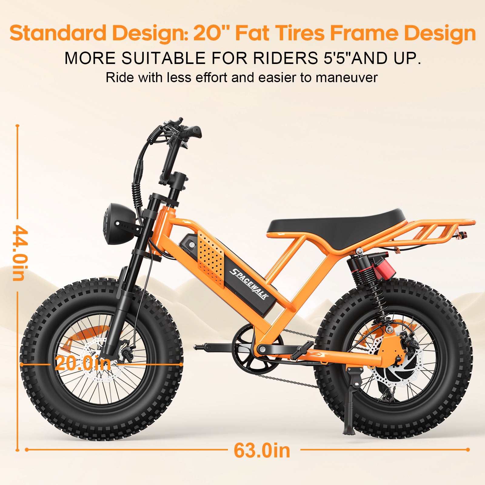 Eilleo 20" Fat Tire E-Bike – 750W Motor (920W Peak), 24.9 mph, 50–70 Mile Range, 48V 15.6Ah Battery, Dual Suspension, Shimano 7-Speed