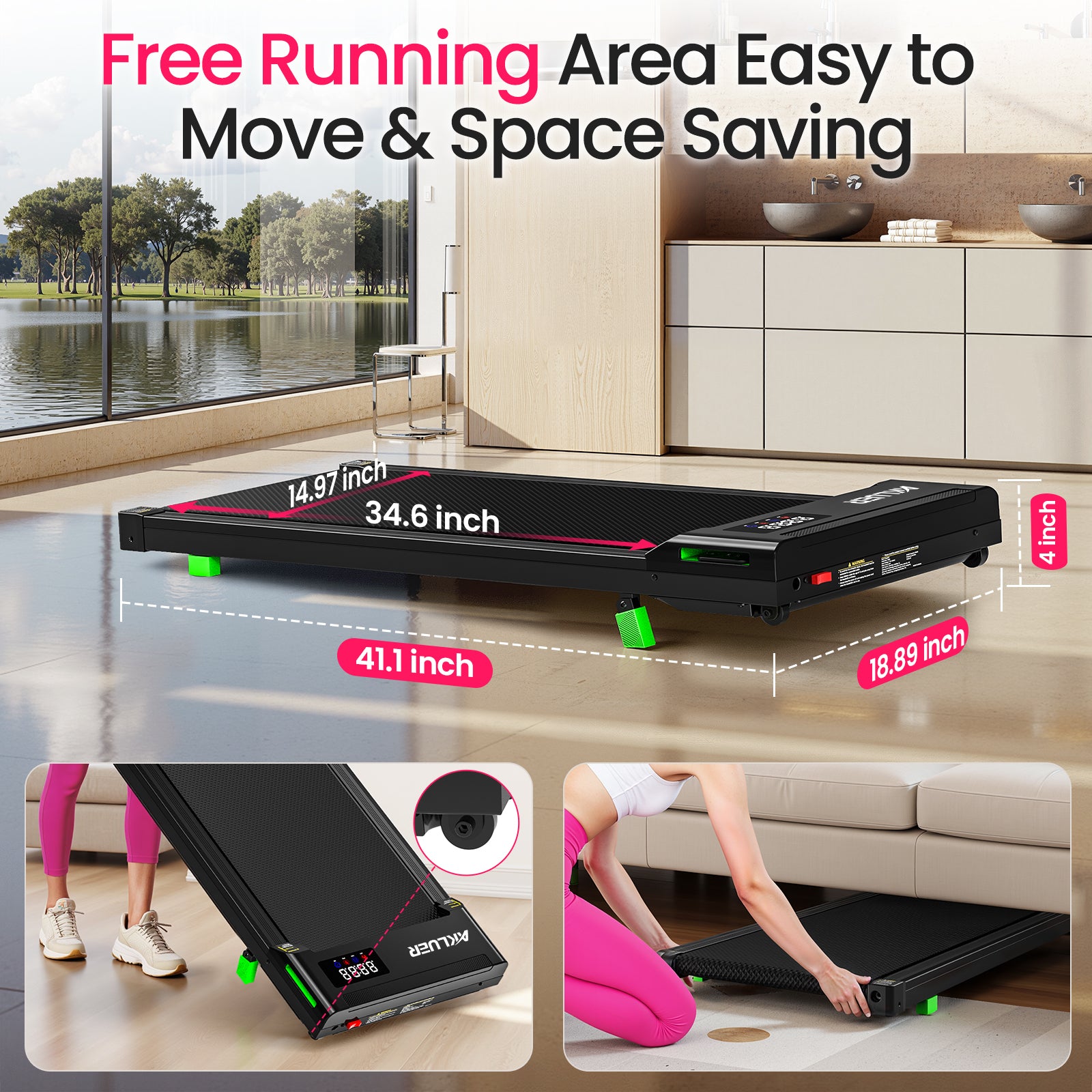 Akluer P03-B Brushless Motor Under Desk Treadmill