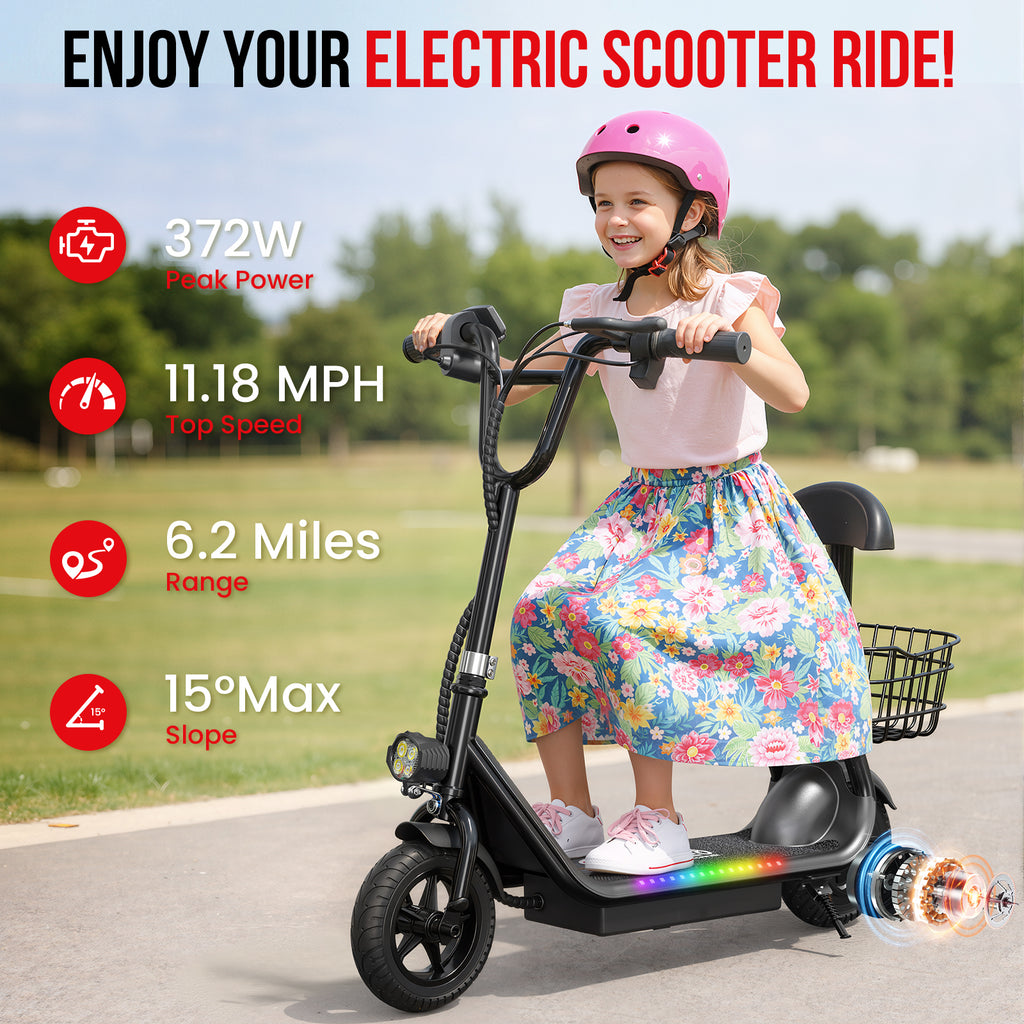 EILLEO Q1 Electric Scooter for Kids with Seat and bluetooth Music