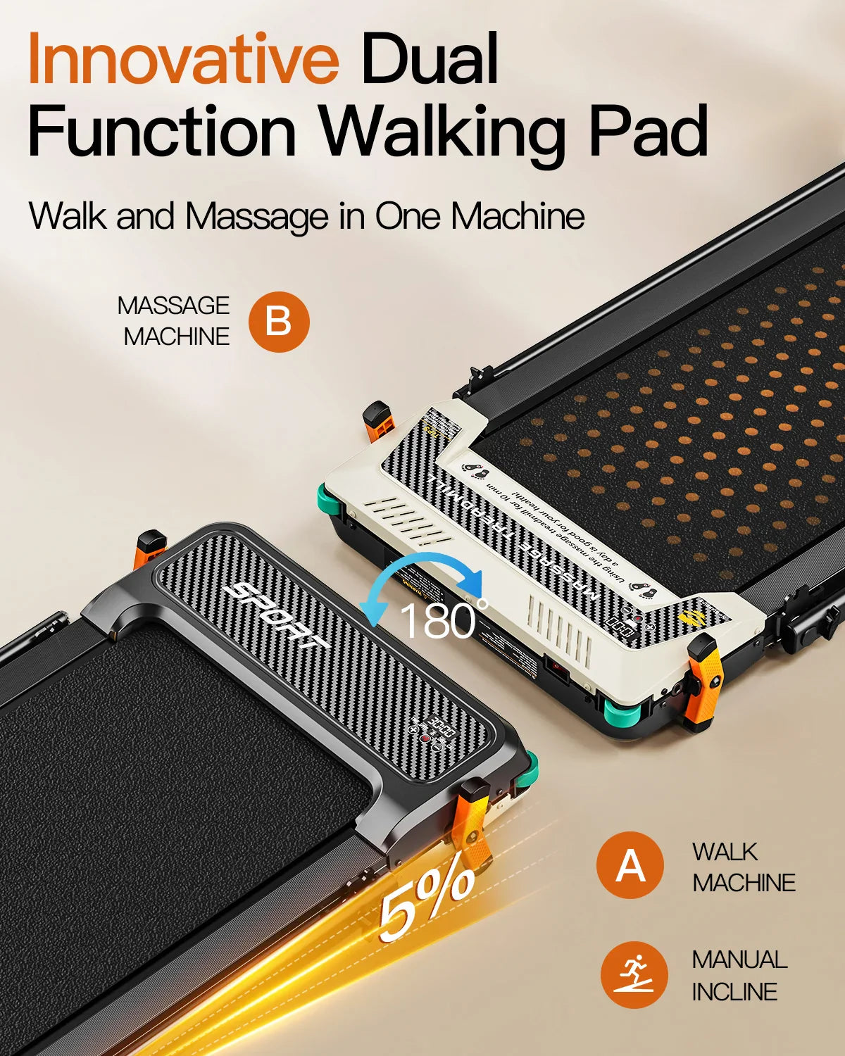 Akluer 520A-B 2 in 1 Foot Massage Under Desk Treadmill
