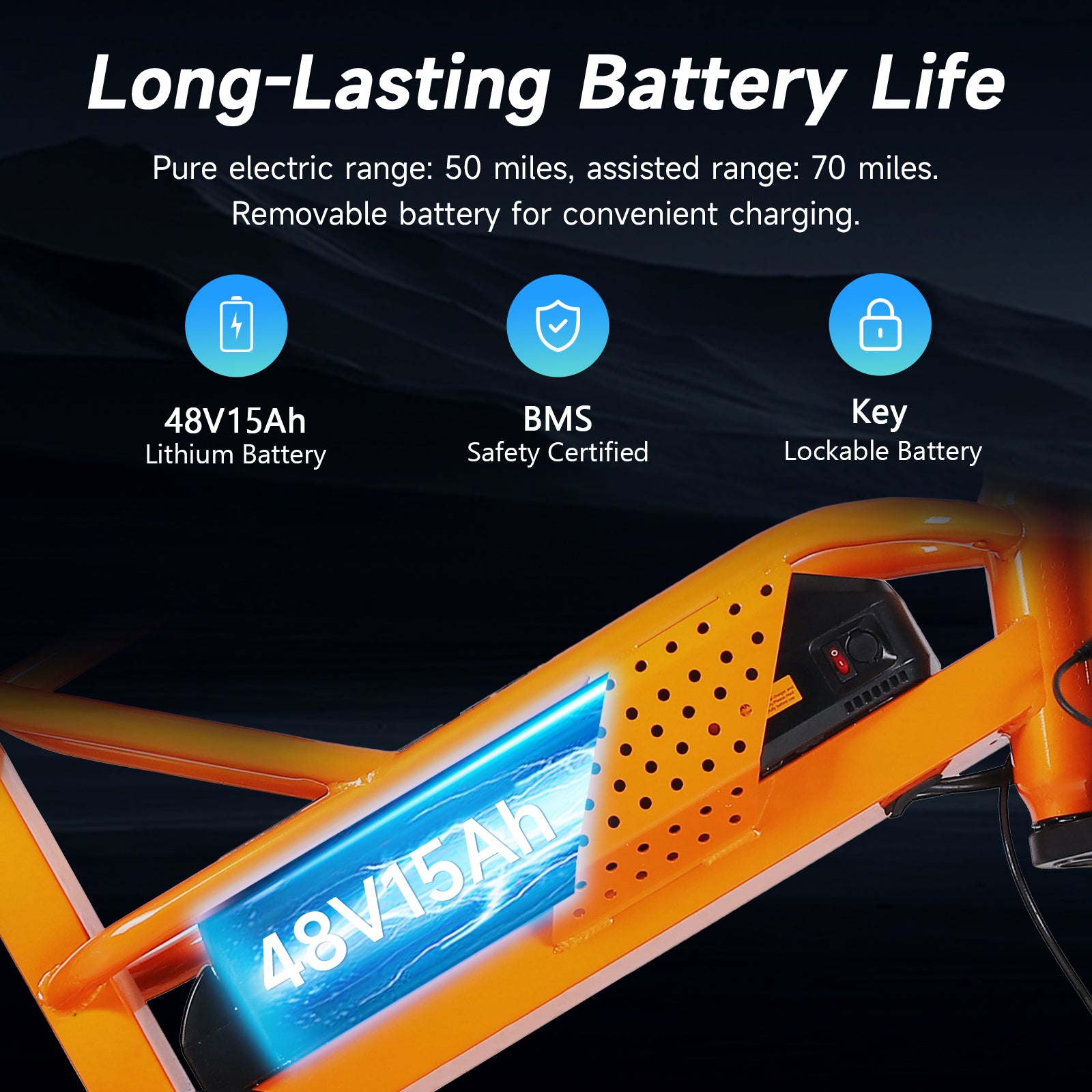 Eilleo 16" Fat Tire E-Bike – 750W Motor (920W Peak), 21.7 mph, 50–70 Mile Range, 48V 15.6Ah Battery, Dual Suspension, Shimano 6-Speed