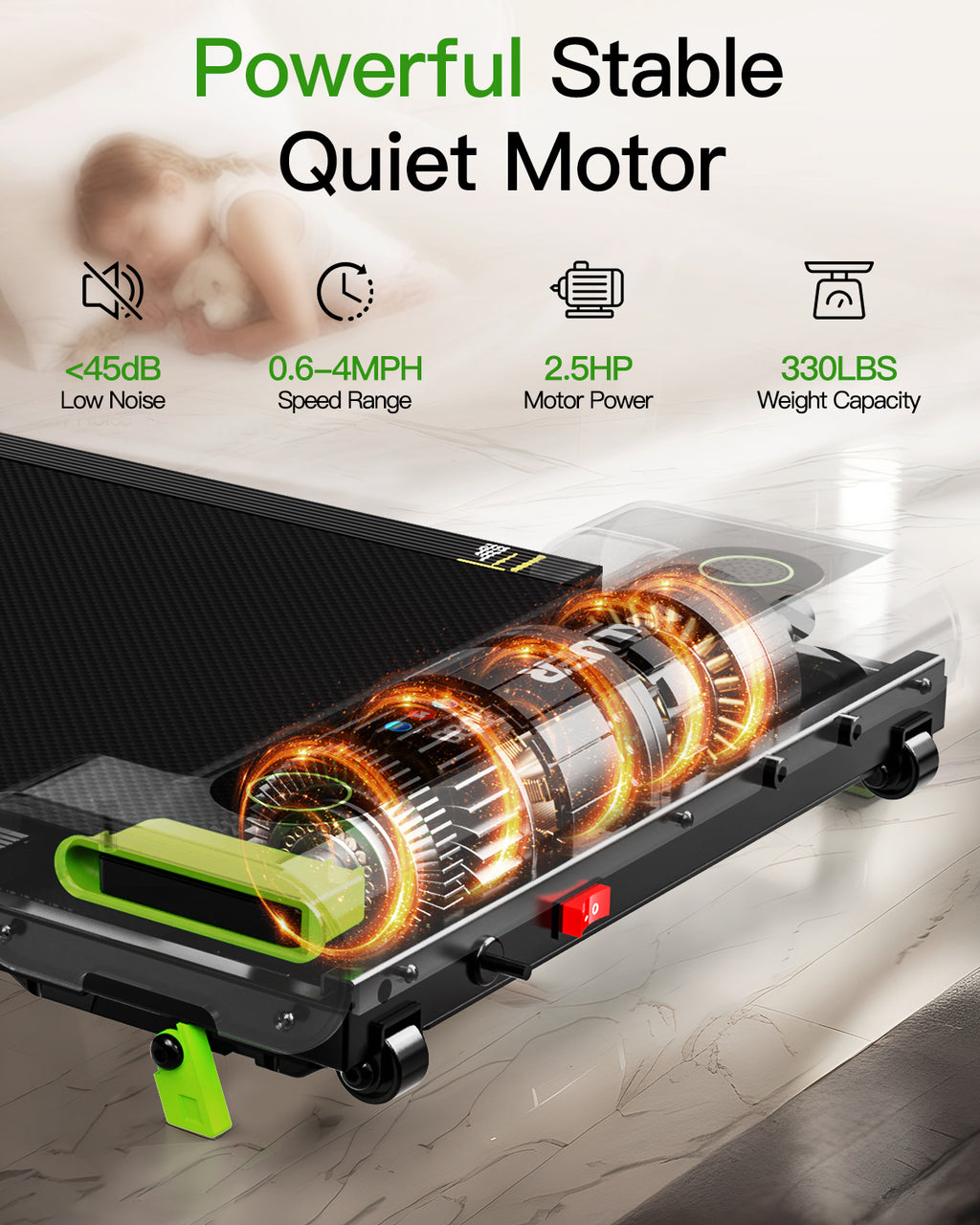AKLUER 480L-A Under Desk Treadmill