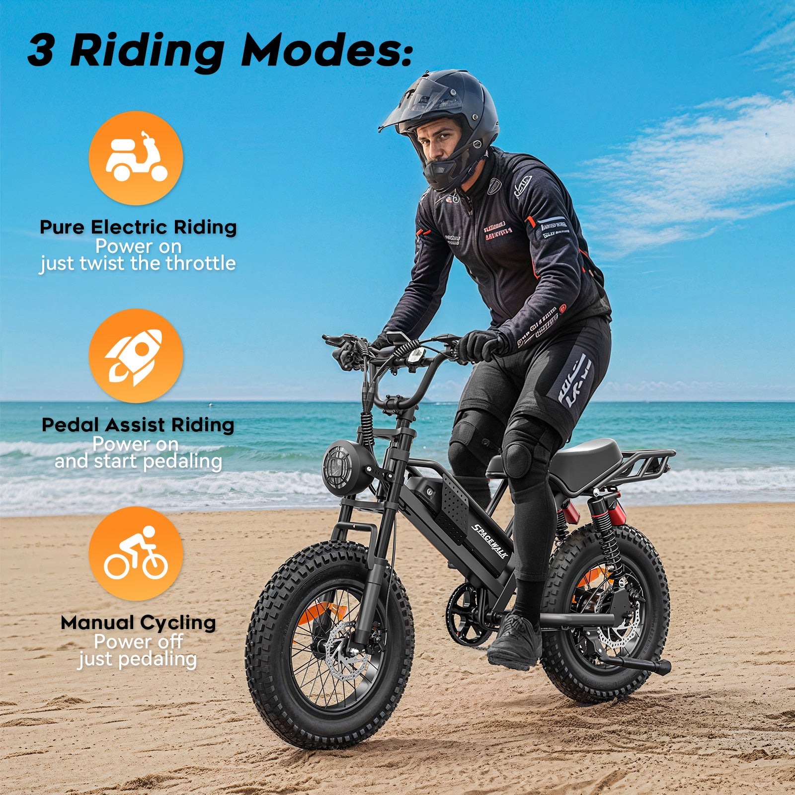 Eilleo 20" Fat Tire E-Bike – 750W Motor (920W Peak), 24.9 mph, 50–70 Mile Range, 48V 15.6Ah Battery, Dual Suspension, Shimano 7-Speed