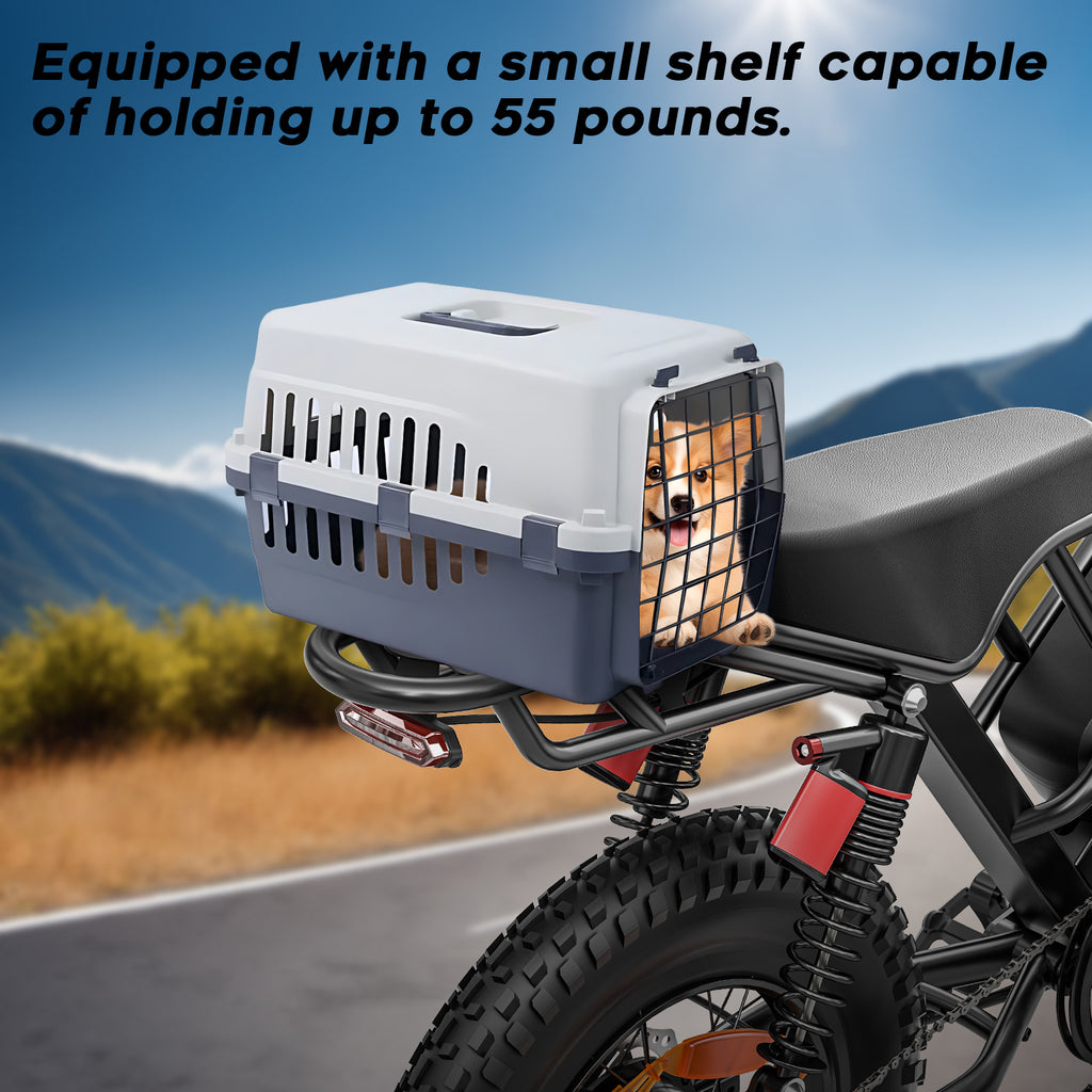 Eilleo 20" Fat Tire E-Bike – 750W Motor (920W Peak), 24.9 mph, 50–70 Mile Range, 48V 15.6Ah Battery, Dual Suspension, Shimano 7-Speed