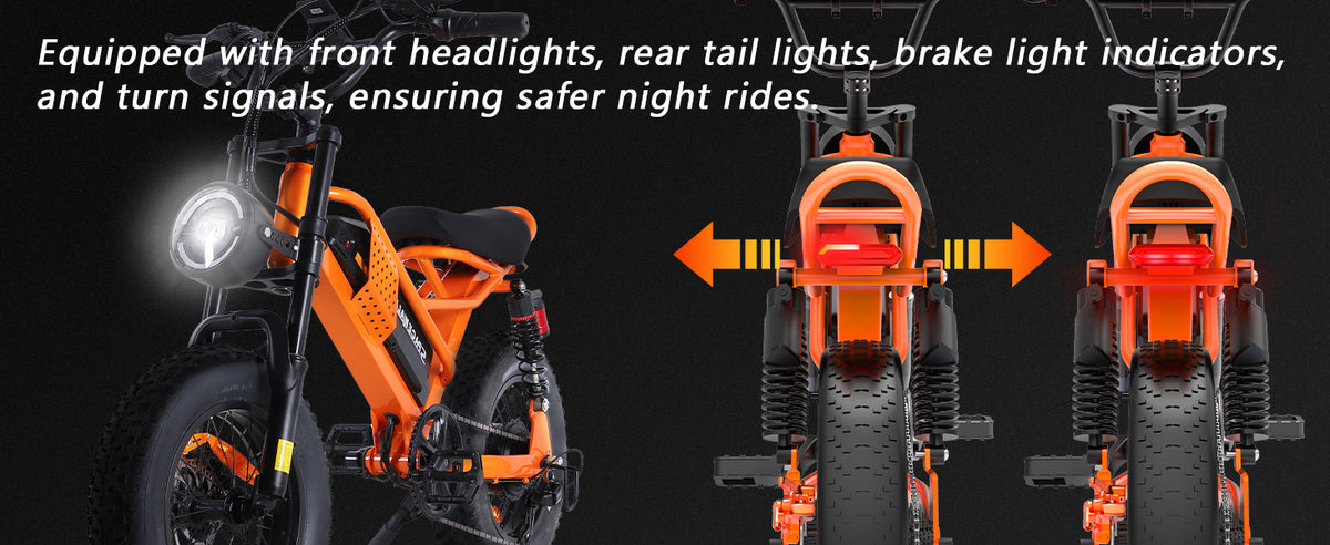 Eilleo 16" Fat Tire E-Bike – 750W Motor (920W Peak), 21.7 mph, 50–70 Mile Range, 48V 15.6Ah Battery, Dual Suspension, Shimano 6-Speed