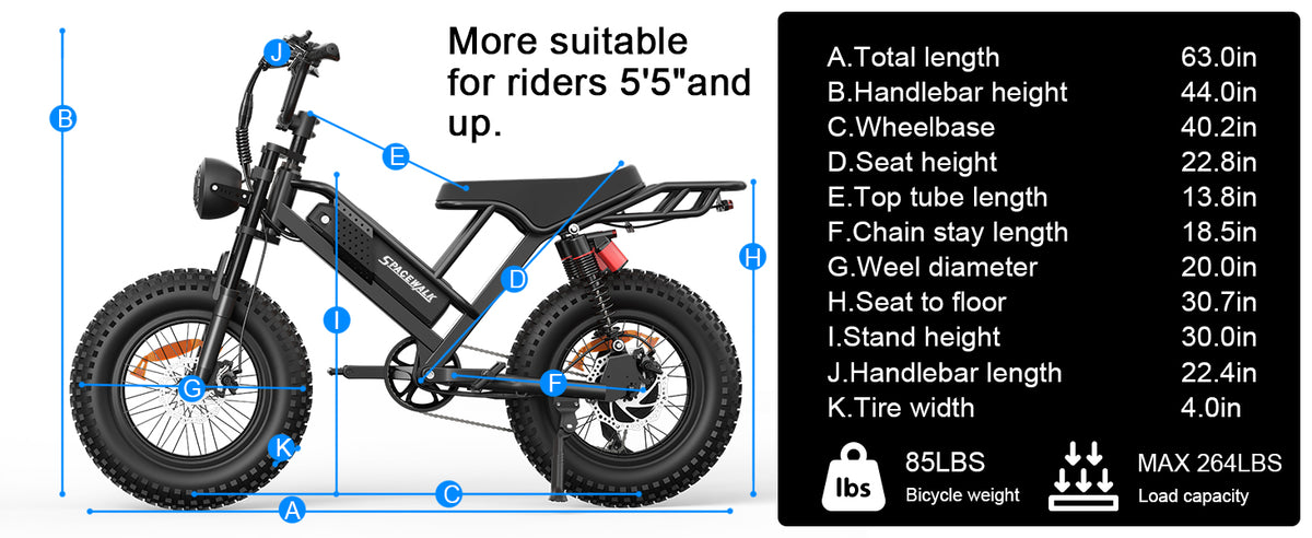 Eilleo 20" Fat Tire E-Bike – 750W Motor (920W Peak), 24.9 mph, 50–70 Mile Range, 48V 15.6Ah Battery, Dual Suspension, Shimano 7-Speed