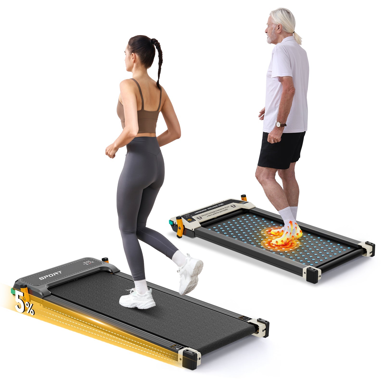 Akluer 520A-A 2-in-1 Foot Massage Under Desk Folding Treadmill