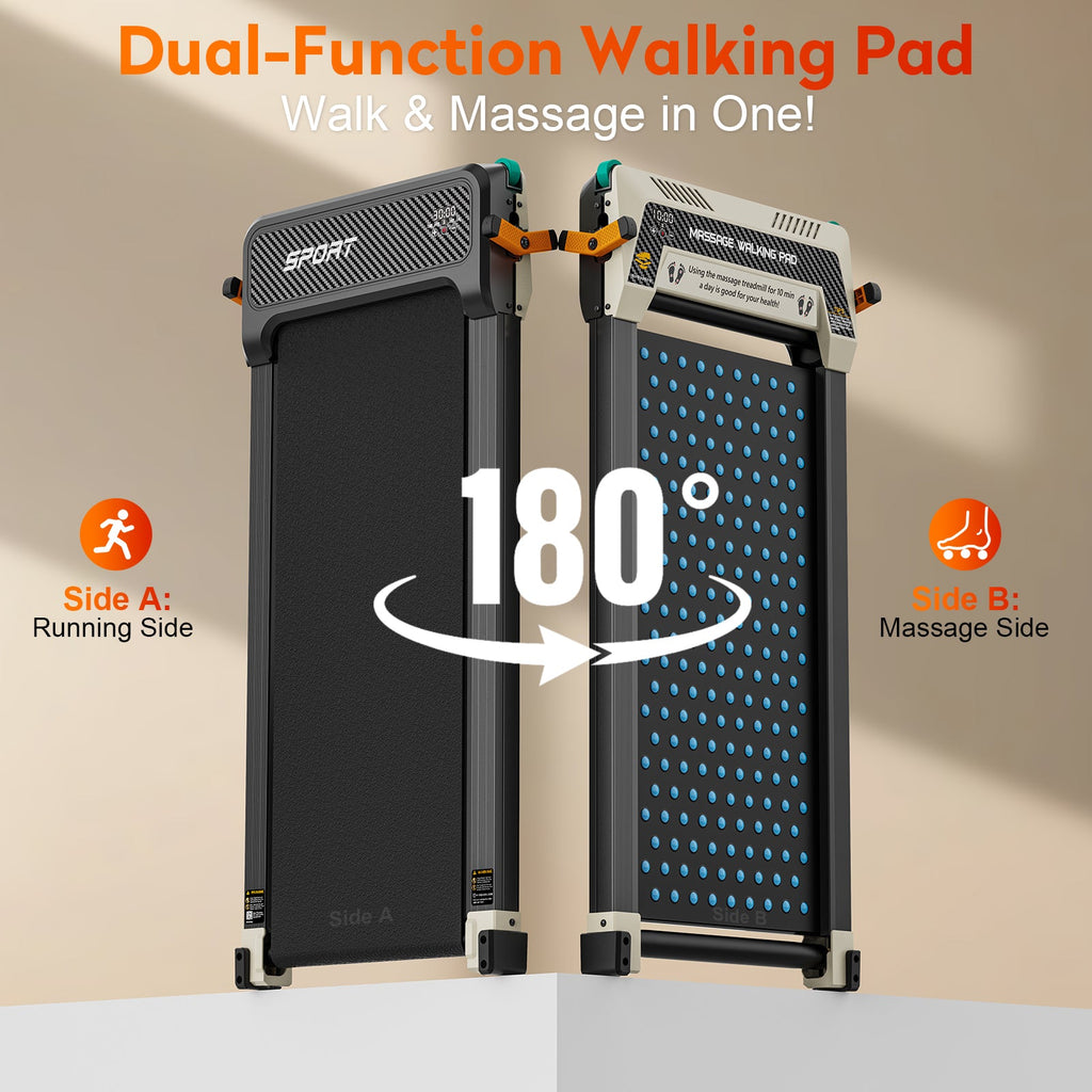 Akluer 520A-A 2-in-1 Foot Massage Under Desk Folding Treadmill