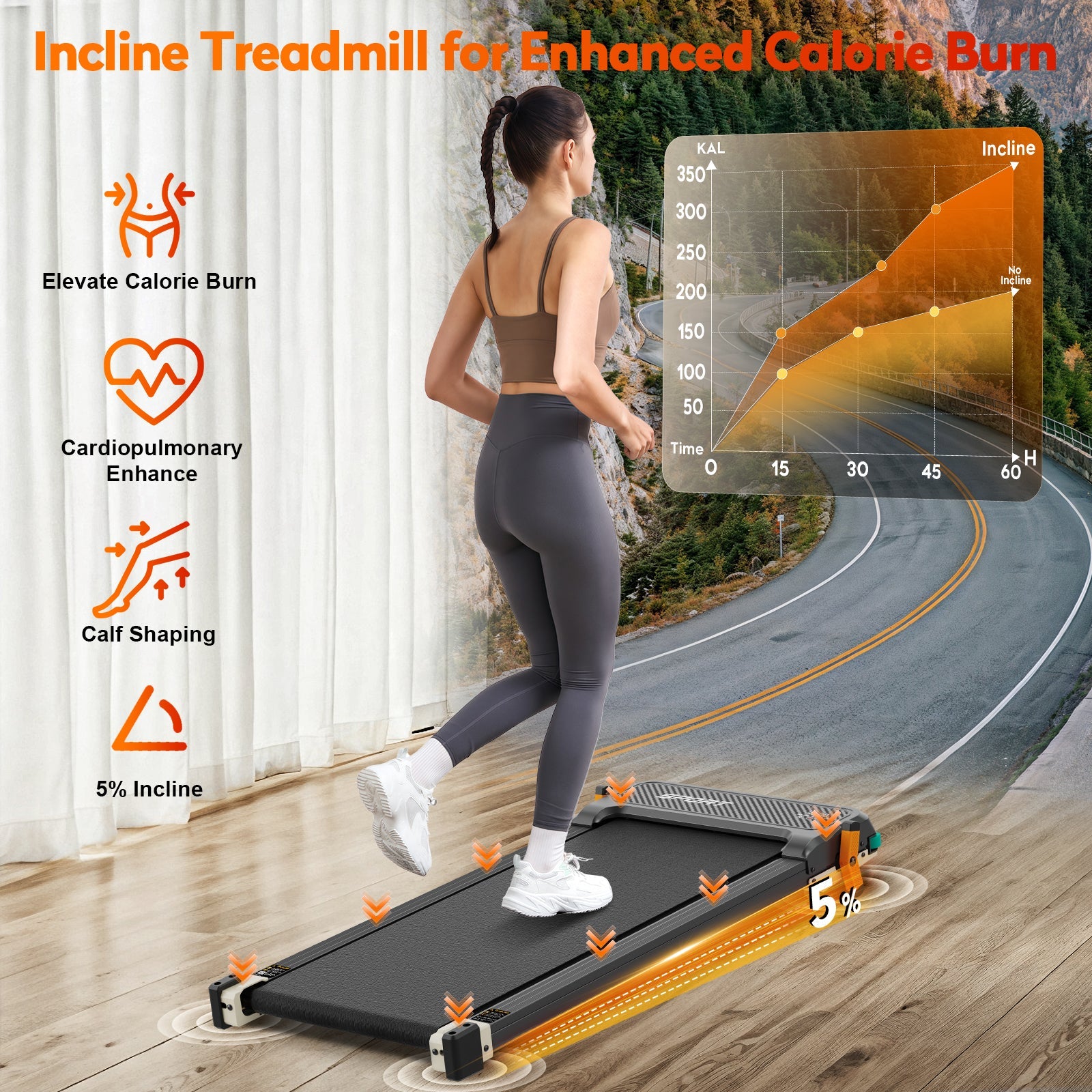 Akluer 520A-A 2-in-1 Foot Massage Under Desk Folding Treadmill