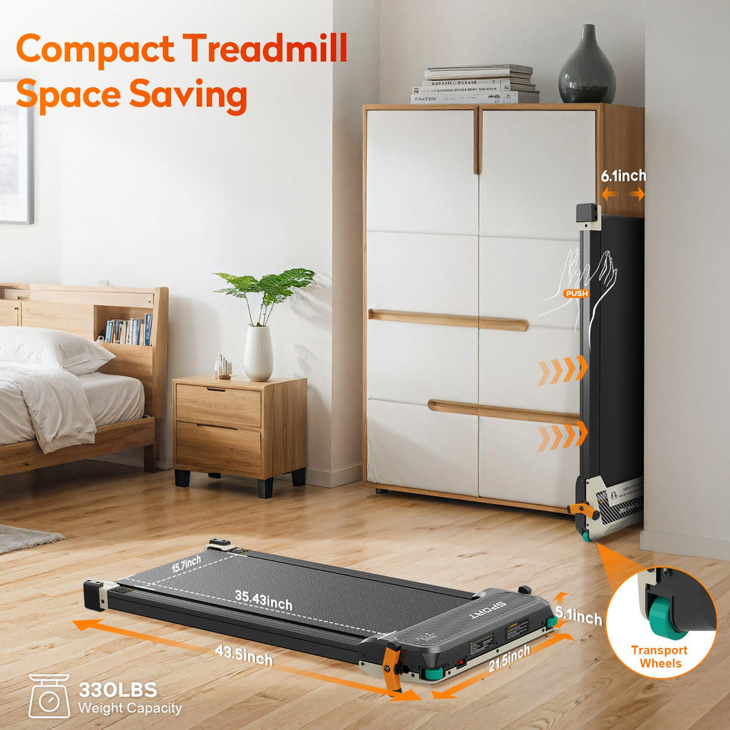 Akluer 520A-A 2-in-1 Foot Massage Under Desk Folding Treadmill