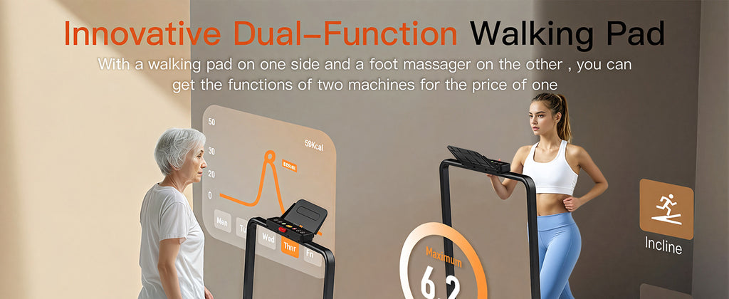Akluer 520A-B 2 in 1 Foot Massage Under Desk Treadmill