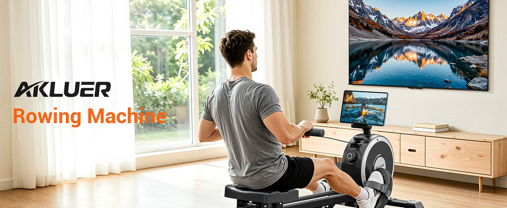 Akluer RM-001 Foldable Magnetic Rowing Machine, Smart App Enabled Indoor Rower for Home Full‑Body Exercise