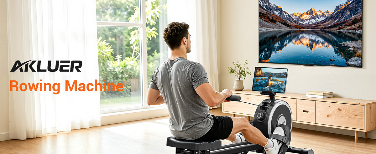 Akluer RM-001 Foldable Magnetic Rowing Machine, Smart App Enabled Indoor Rower for Home Full‑Body Exercise