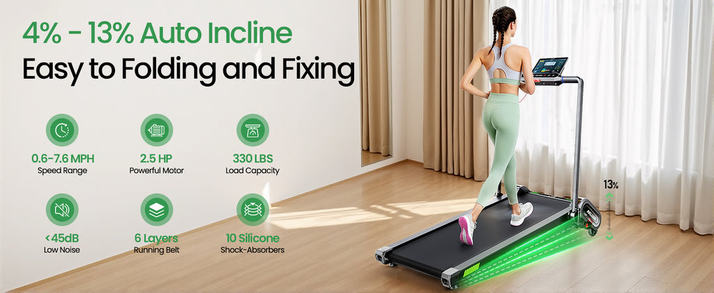 Akluer H1-B 13% Auto Incline Under Desk Treadmill