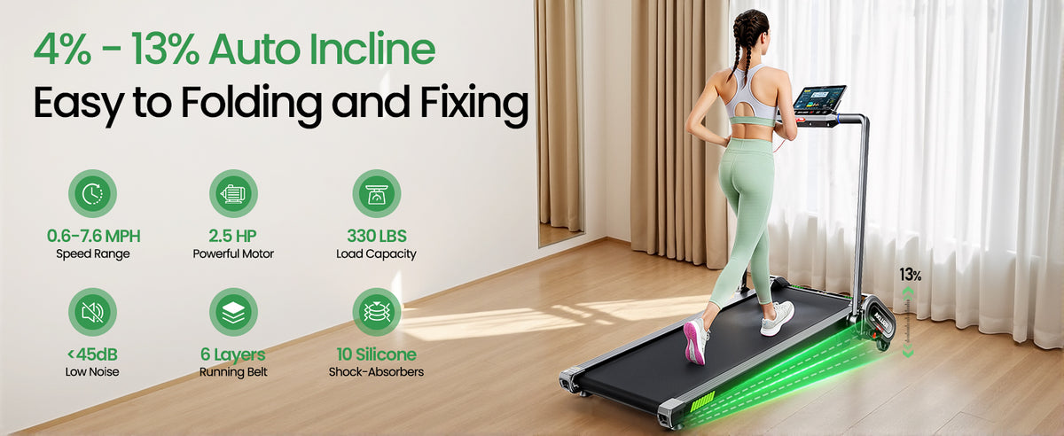 Akluer H1-B 13% Auto Incline Under Desk Treadmill