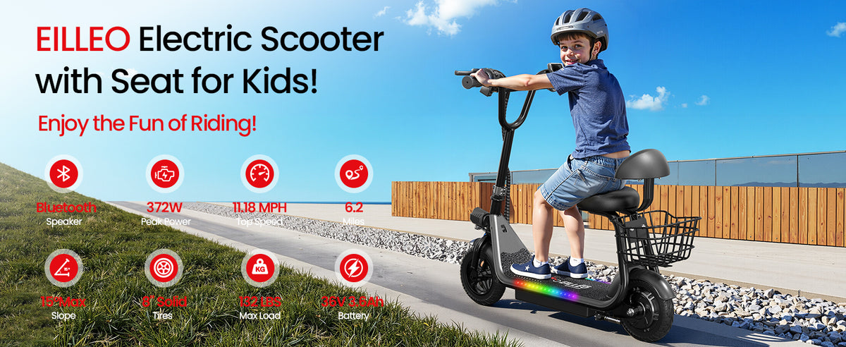 EILLEO EB008 Electric Scooter for Kids with Seat and bluetooth Music
