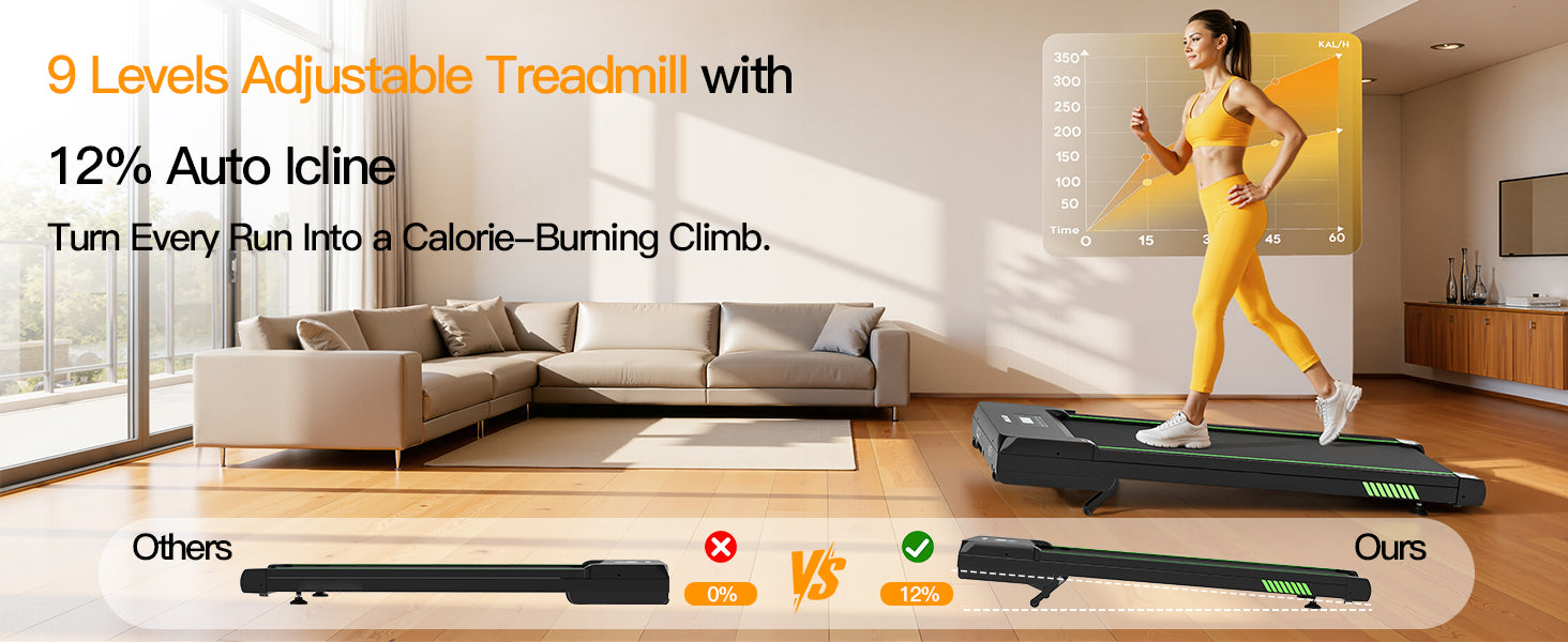 Akluer 12% Auto Incline With Bluetooth Function Walking Pad Treadmill
