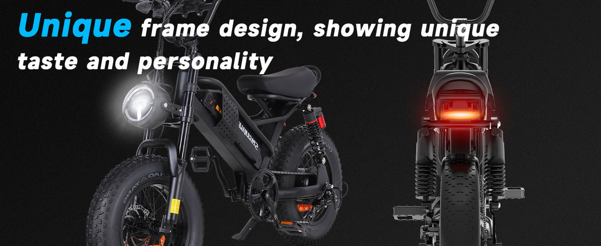 Eilleo 16" Fat Tire E-Bike – 750W Motor (920W Peak), 21.7 mph, 50–70 Mile Range, 48V 15.6Ah Battery, Dual Suspension, Shimano 6-Speed