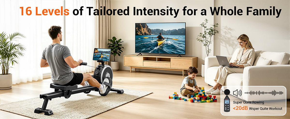 Akluer RM-001 Foldable Magnetic Rowing Machine, Smart App Enabled Indoor Rower for Home Full‑Body Exercise